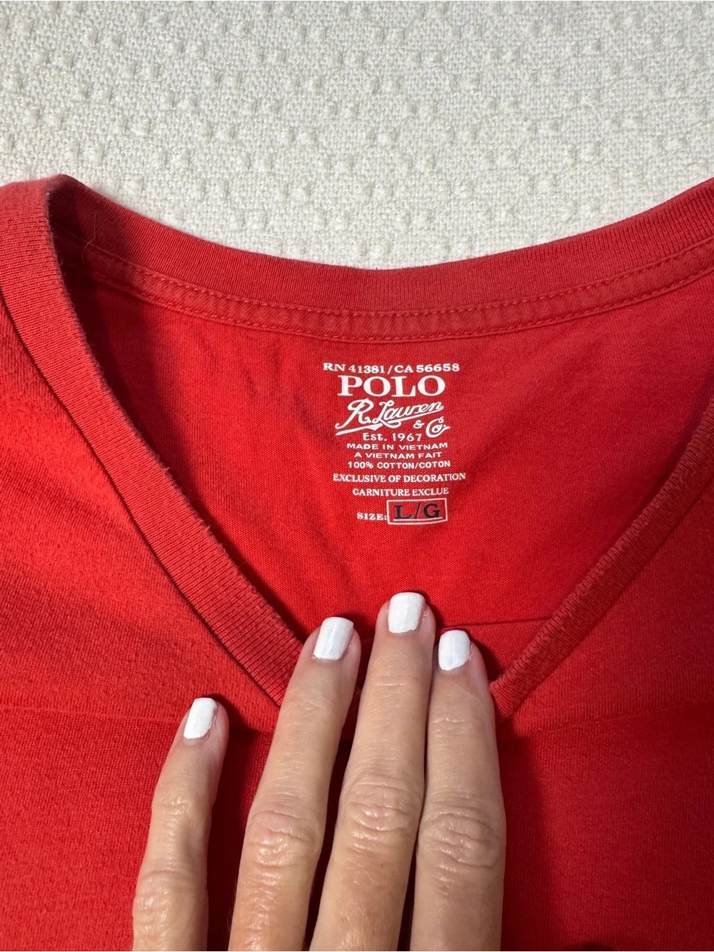 Polo by Ralph Lauren Red V-Neck Tee Large